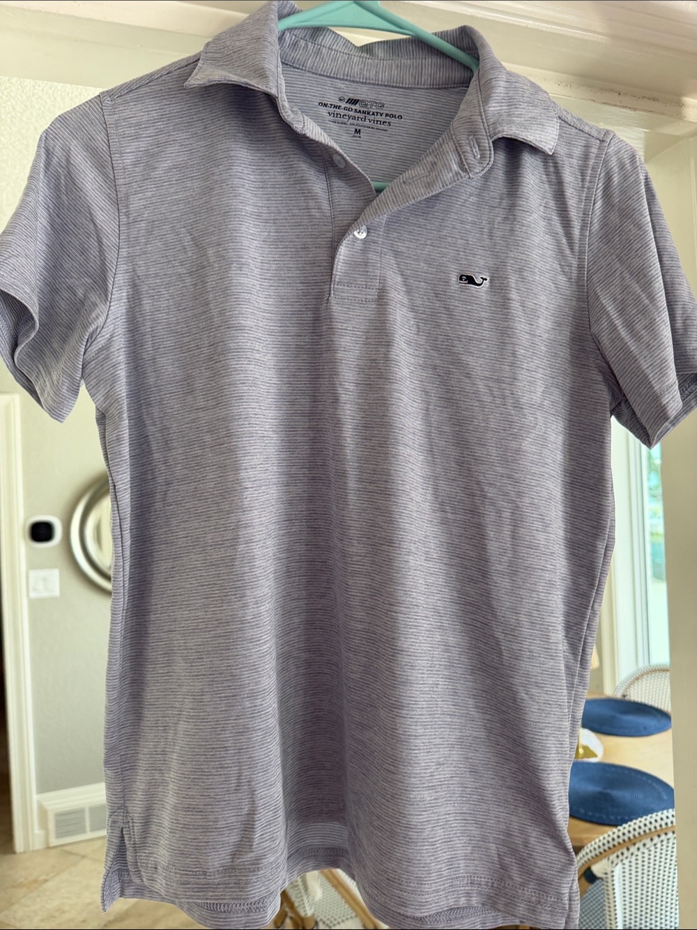 Vineyard Vines Light Gray Micro-Striped Polo